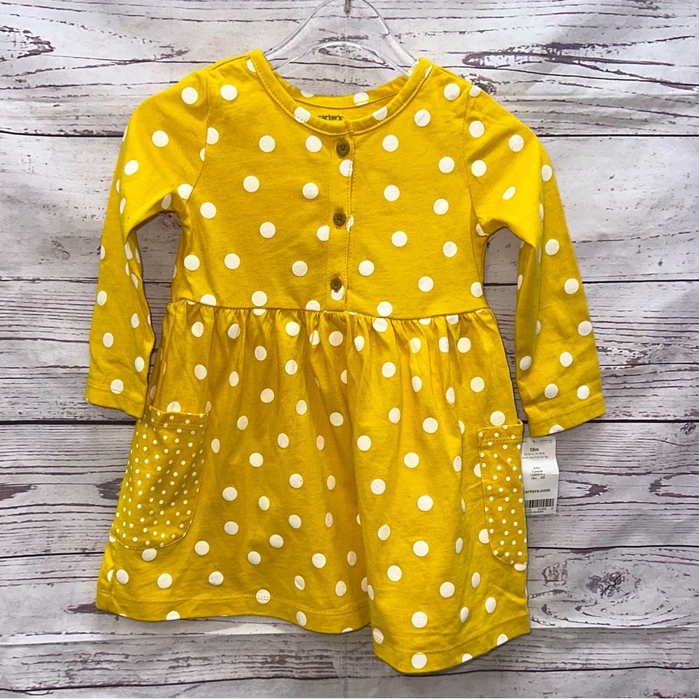 Carter's Yellow Polkadot Dress Size 18 Months